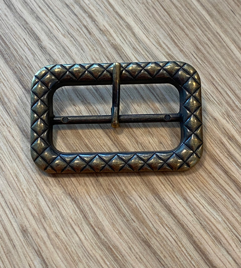 Bronze Colour Metal Buckle with Crisscross Pattern by Textile Garden